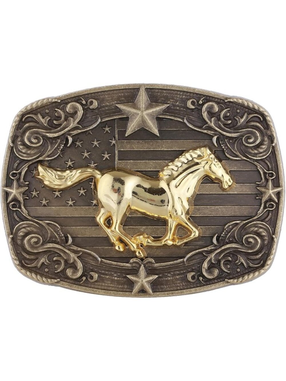 Women Flag Horse-bronze Western Buckle American Eagle Horse Belt